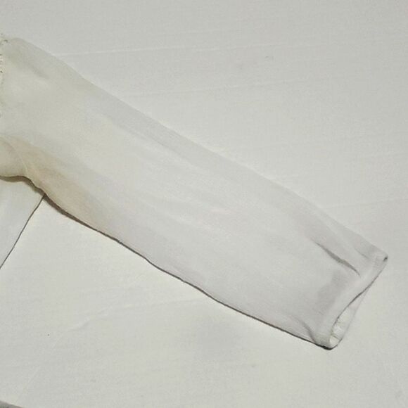 AGB Boho Romantic Off white Laced Peasant Top - Picture 7 of 10